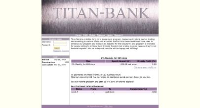 Скриншот HYIP TITAN Bank