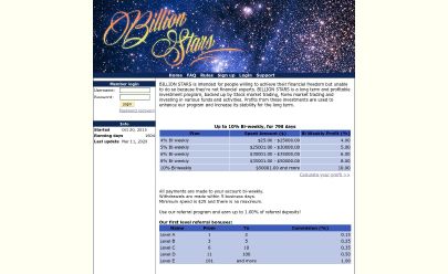 Скриншот HYIP BILLION-STARS.COM