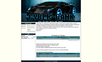 Скриншот HYIP Cyber Bank