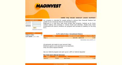 Скриншот HYIP Maginvest Online